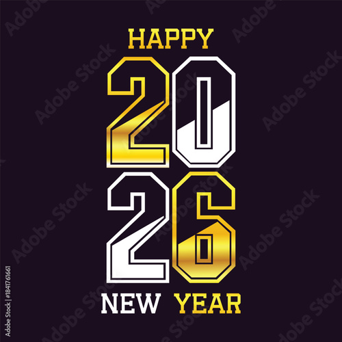 Happy new year 2026 text design for brochure design template card vector illustration.