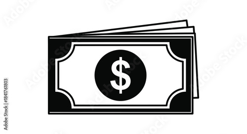 A striking depiction of a united states dollar bill in a bold black and white silhouette