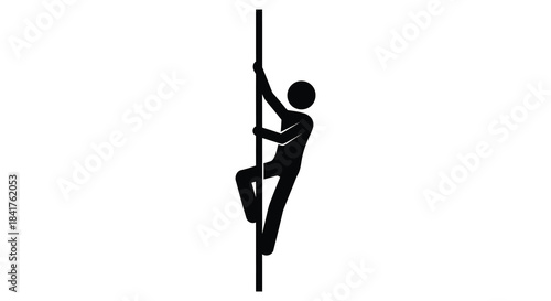 A striking image of a person dynamically climbing a vertical pole rendered as a silhouette