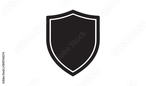 Black shield icon isolated on
