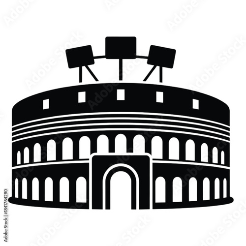 Black Silhouette of the Colosseum on White Background rome italy