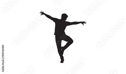 Silhouette of a dancer in mid movement isolated on