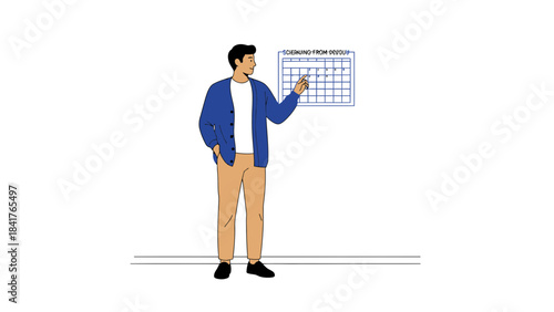 Man scheduling on a calendar planning appointments and managing schedule efficiently