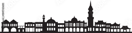 Georgetown Skyline Malaysian. design Vector black silhouette