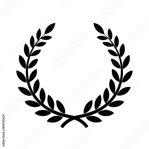 Gold vector laurel wreath award with decorative leaf branches for victory symbol