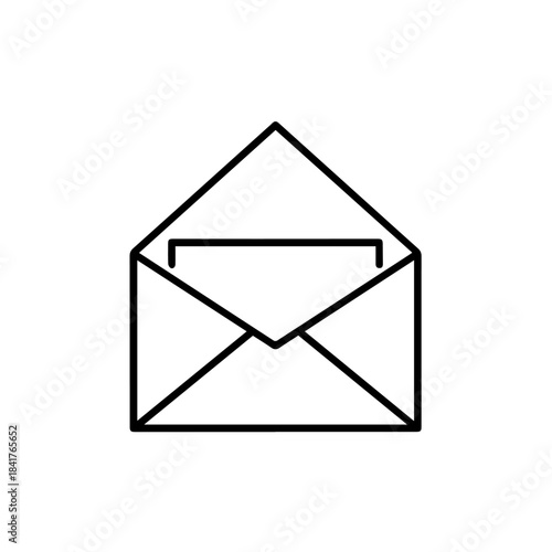 Open envelope icon with blank paper, symbol of communication, mail, email, and business correspondence