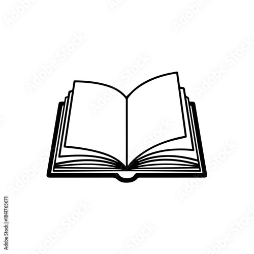 Isolated antique open book with blank white pages for education literature