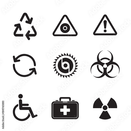 Travel and warning icons set for web and design