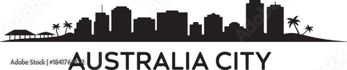 Cairns skyline with Australia City. design Vector black silhouette