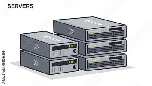 Data and server icon & Business data cloud storage set. Icon related to network, data, cloud, storage and more