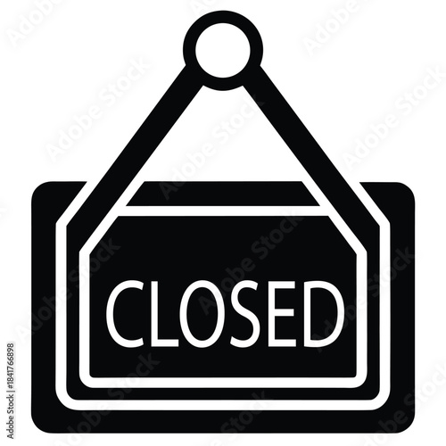 Closed Sign Minimalist Solid Flat Icon for Store and Business Notice