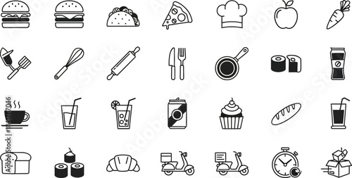A Big bundle of Food icon set. filled icons such as, food, healthy food, celebration cake, fodder, triangular pizza slice, hamburger and more 