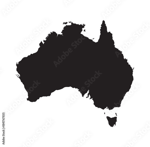 Black Silhouette Map of Australia