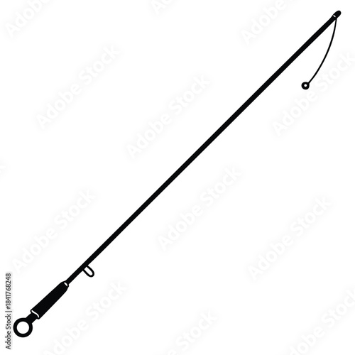 fishing rod outline on white background