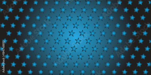 Blue Star Pattern with a Subtle Glow on a Dark to Light Blue Gradient Background stars seamless