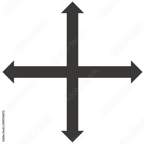 Four-Way Arrow Symbol for Navigation, UI Design, and Directional Graphics
