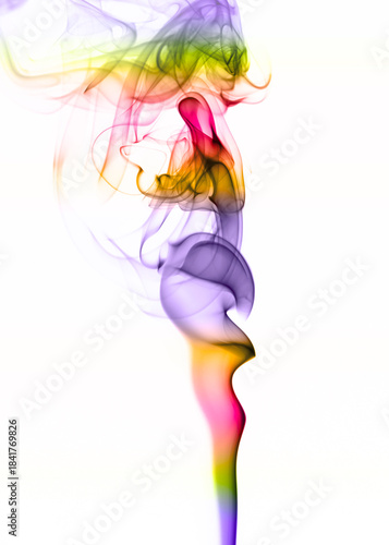 Abstract Swirling Rainbow Smoke on white background. Art composition 
