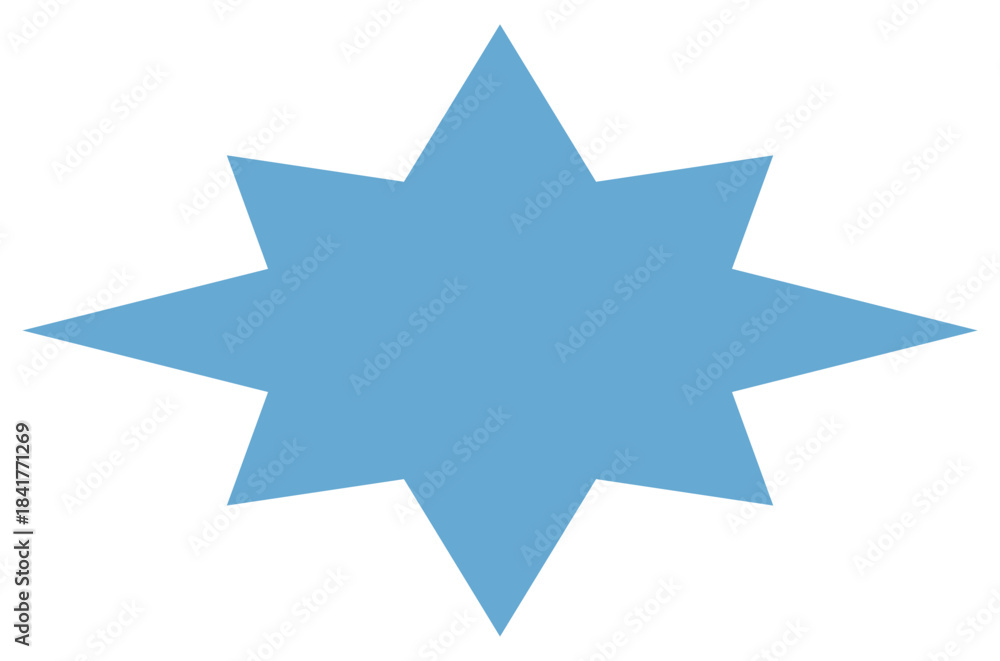 Obraz premium Blue Eight-Point Starburst Graphic in Flat Design for Digital Navigation and UI Icons