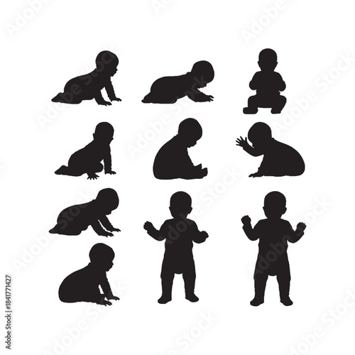 Baby Silhouettes Collection,Babies Silhouettes,Vector Baby Silhouettes,Infant Silhouettes,baby vector
