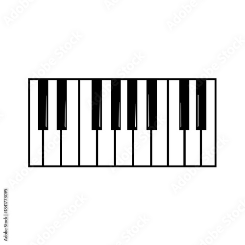 Isolated vector illustration of white and black piano keys for music and classical instrument sound or melody