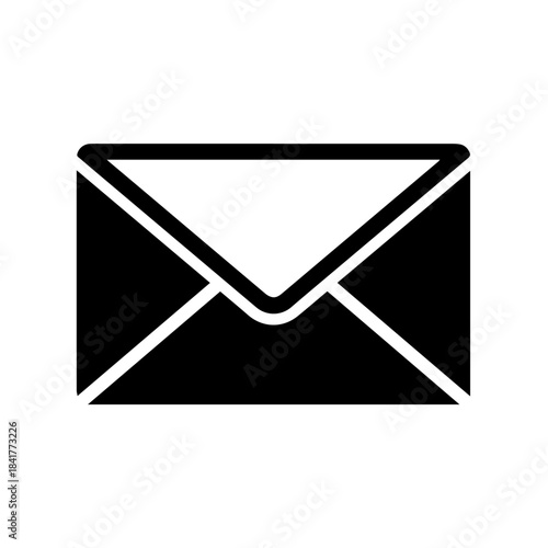 Black vector illustration of a communication symbol: envelope icon for email, web message, or contact button design