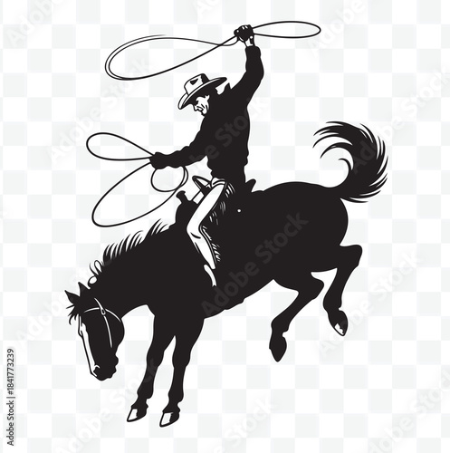 Classic Western Rodeo Scene Silhouette Art