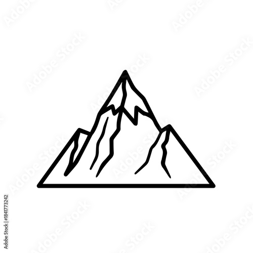 Set of black vector icons illustrating the pyramid and mountain shapes, useful as a business logo design or warning symbol illustration