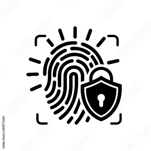 Digital forensic illustration of a human brain vector and fingerprint representing unique biometric identification and information security