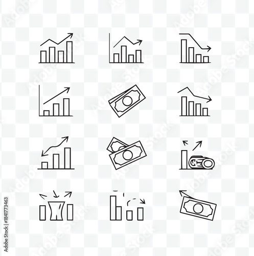 Financial Business Data Analysis Icons Set