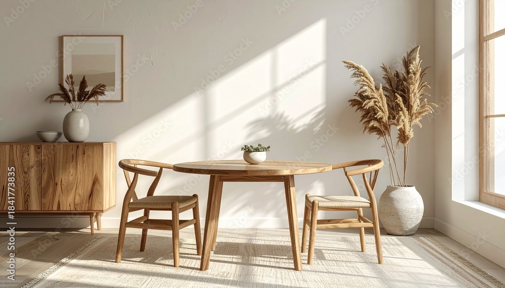 Fototapeta premium A round wooden bowl with smooth polished surface and natural brown grain pattern, placed on white background.