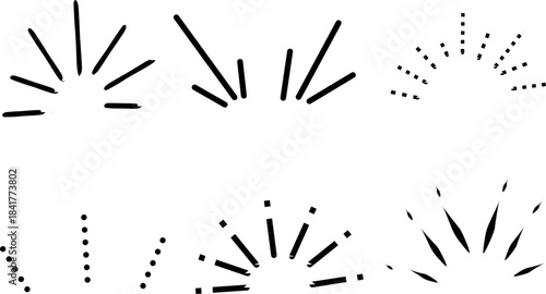 Hand-drawn burst and sparkle lines arranged in a minimal pattern, creating a playful decorative element perfect for highlights, accents, and creative graphic designs