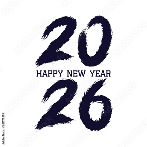 Happy new year 2026 text design for brochure design template card vector illustration.
