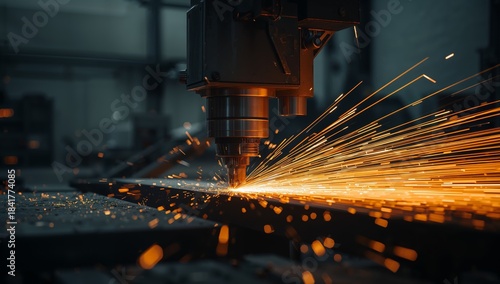 Abstract Composition with Sparks and Mechanical Form, Exploring Texture and Contrast.