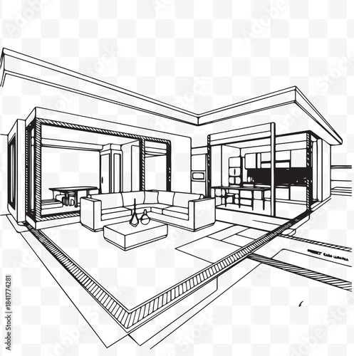 Modern Home Interior Sketch