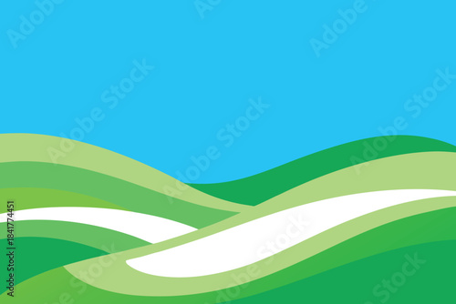 Vibrant Blue Sky and Green Landscape Vector Background