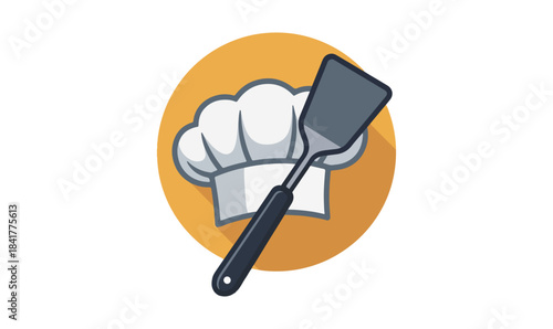 Chef’s Hat and Spatula Logo Illustration, chef hat, spatula, cooking icon, kitchen illustration, food logo, culinary design, chef logo, cooking utensil, graphic illustration, stylized chef, png logo, 