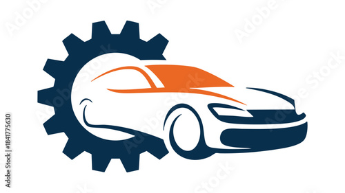 A stylized logo featuring a car silhouette integrated into a gear wheel, perfect for automotive businesses.