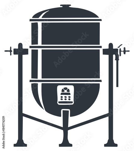 Industrial Fermentation Tank with Control Panel and Valves