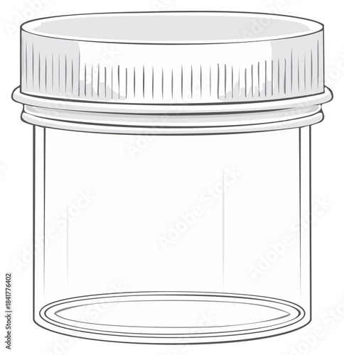 Illustration of a clear glass storage jar with a fitted ribbed white lid, providing a simple container solution.