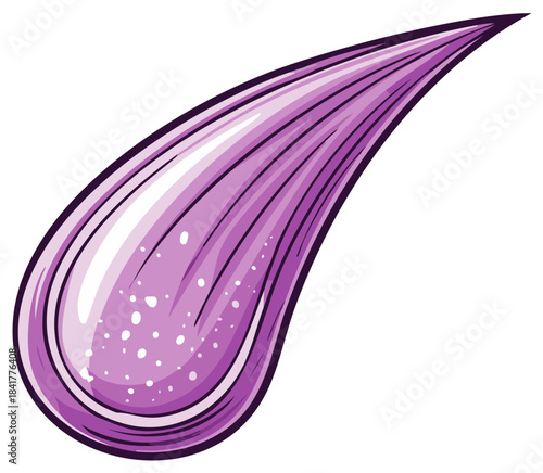 Stylized purple paisley teardrop shape with glossy texture vector illustration