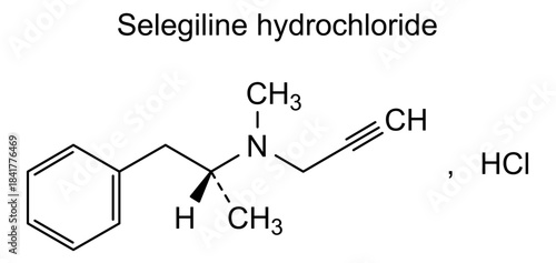 Selegiline hydrochloride, chemical structure of selegiline hydrochloride, drug substance