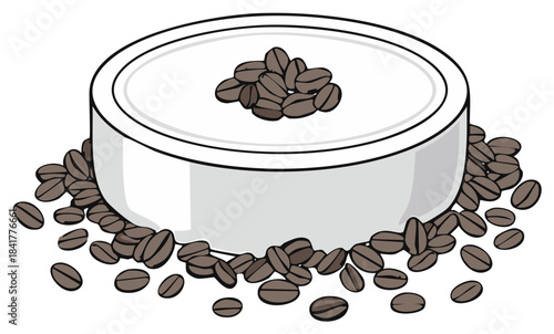 Coffee Beans Surround a Simple Cup Filled with More Beans, Freshly Roasted Aroma