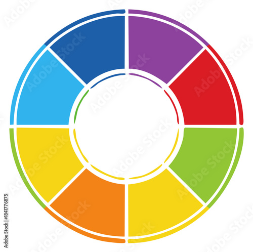 Circular infographic template with 8 colorful steps or options for data visualization