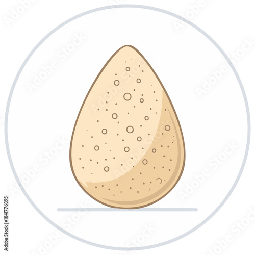 Cartoon Illustration of a Cosmetic Sponge for Makeup Application on White Backdrop