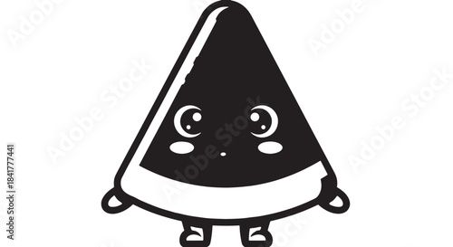 Cute cartoon triangular character with friendly eyes and tiny feet mascot illustration.