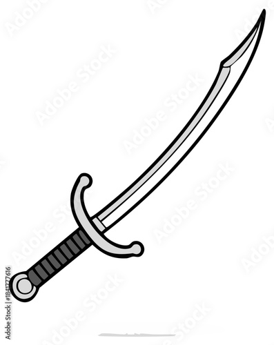 Stylized Curved Blade Saber Sword Weapon Illustration Graphic Art