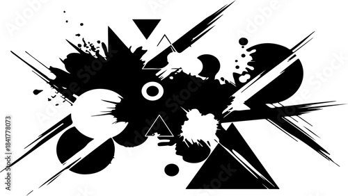 Abstract black and white geometric shapes design