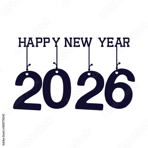 Happy new year 2026 text design for brochure design template card vector illustration.