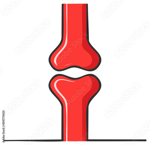 Stylized red human joint illustration for anatomy medicine or health concepts