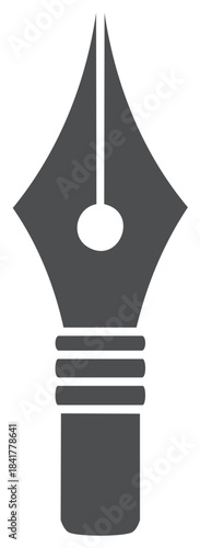 Gray Nib Pen Vector Illustration, Ink Pen Graphic, Writing Utensil Icon